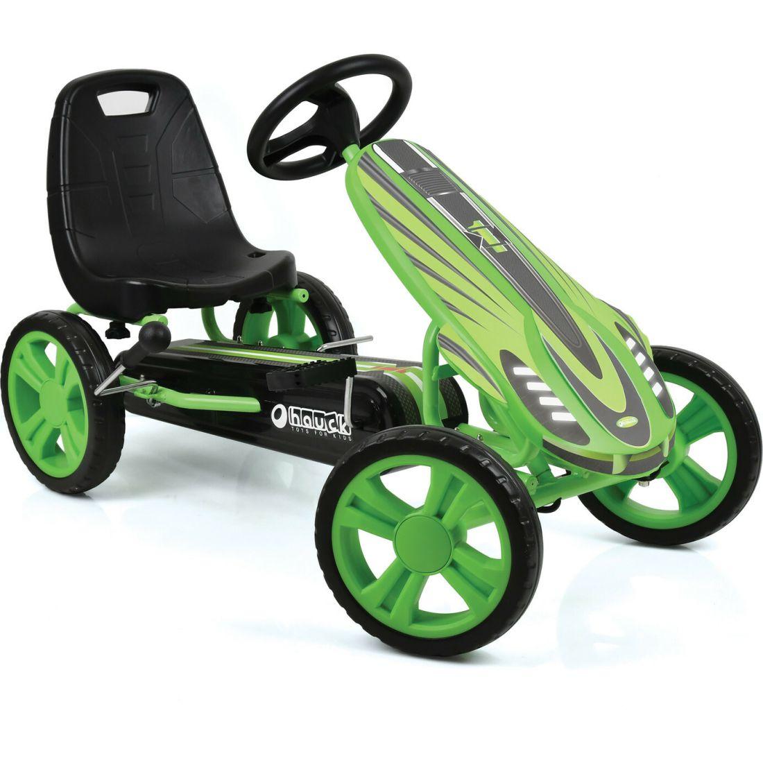 Hauck Speedster Pedal Go Kart (Green) 10 Inch Eva Wheels, Sporty Steering Wheel | Yard & Lawn Games Outdoor Yard & Lawn Games