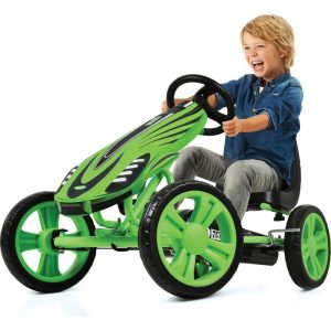 Hauck Speedster Pedal Go Kart (Green) 10 Inch Eva Wheels, Sporty Steering Wheel | Yard & Lawn Games Outdoor Yard & Lawn Games