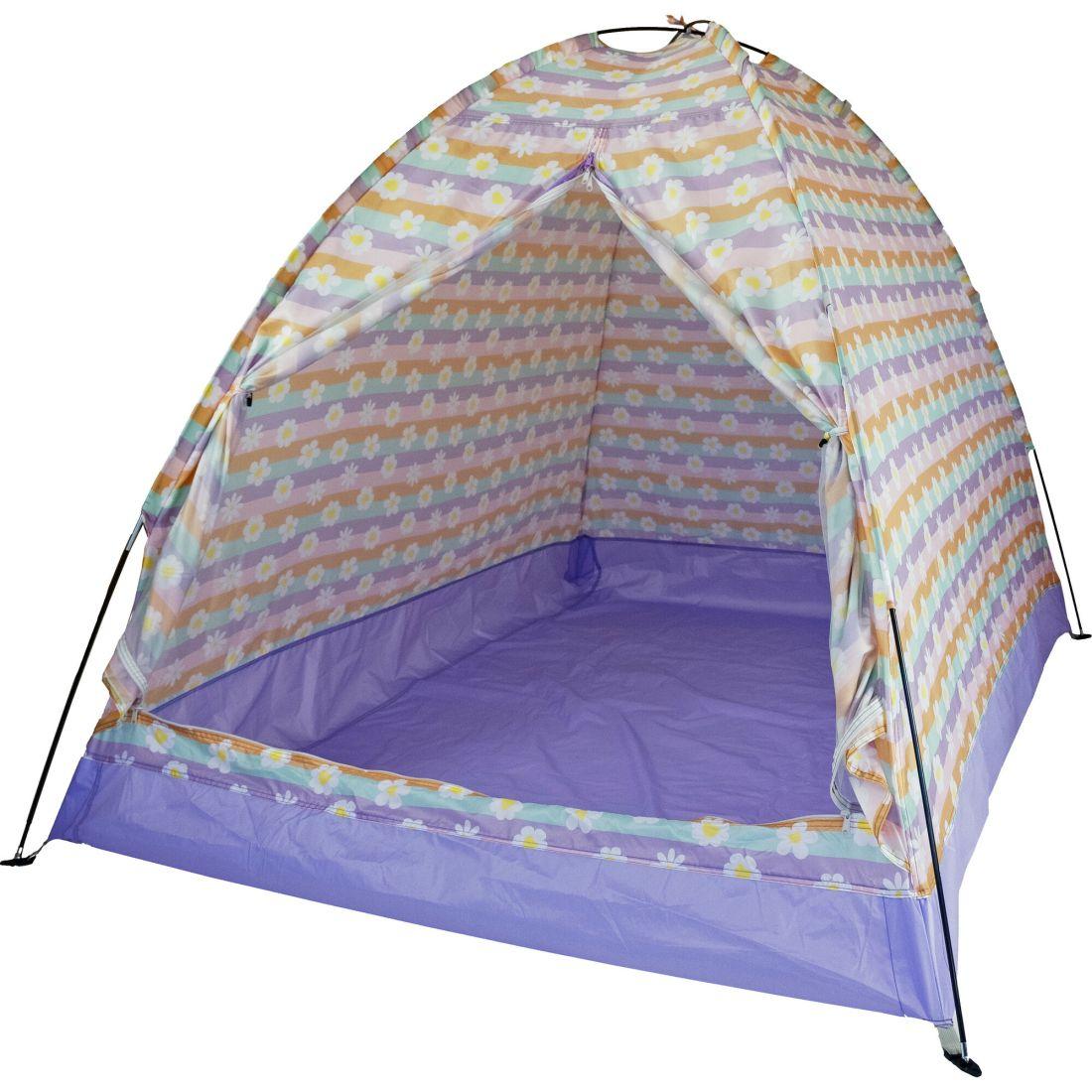 Indoor/Outdoor Camping Play Tent, Happy Daisy Stripes | Yard & Lawn Games Outdoor Purple