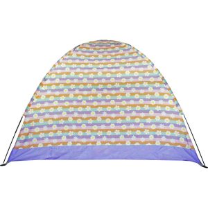 Indoor/Outdoor Camping Play Tent, Happy Daisy Stripes | Yard & Lawn Games Outdoor Purple