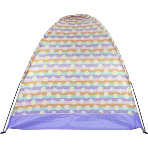 Indoor/Outdoor Camping Play Tent, Happy Daisy Stripes | Yard & Lawn Games Outdoor Purple