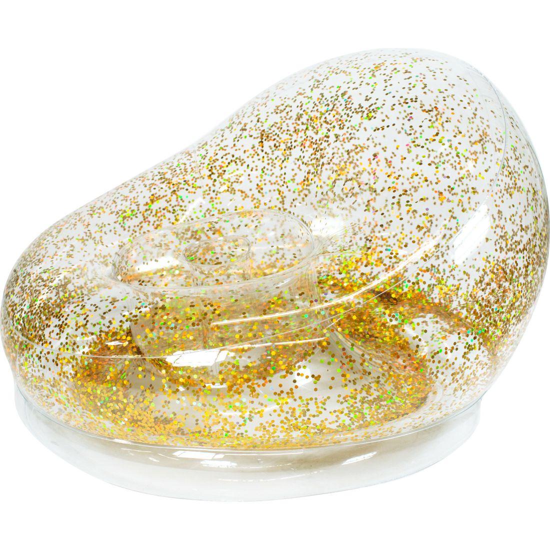 Inflatable Glitter Chair, Gold Holographic Glitter | Play Room Kids Multi