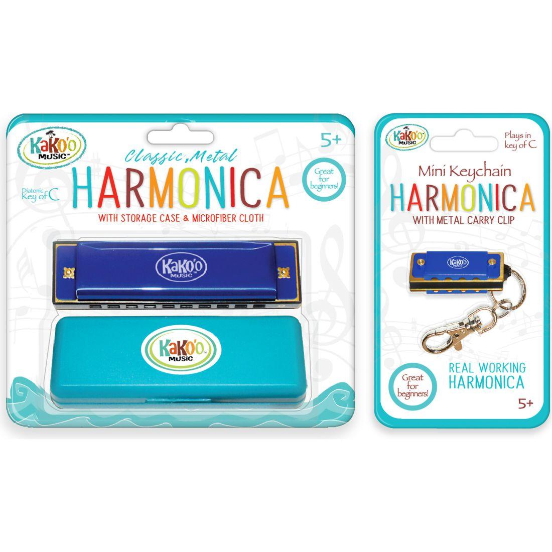 Kako’O Harmonica And Mini Harmonica With Bonus Cloth, Blue | Musical Kids Blue