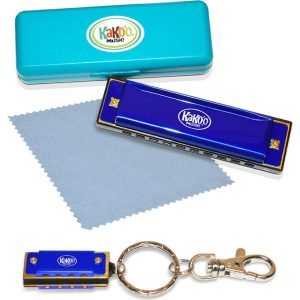 Kako’O Harmonica And Mini Harmonica With Bonus Cloth, Blue | Musical Kids Blue