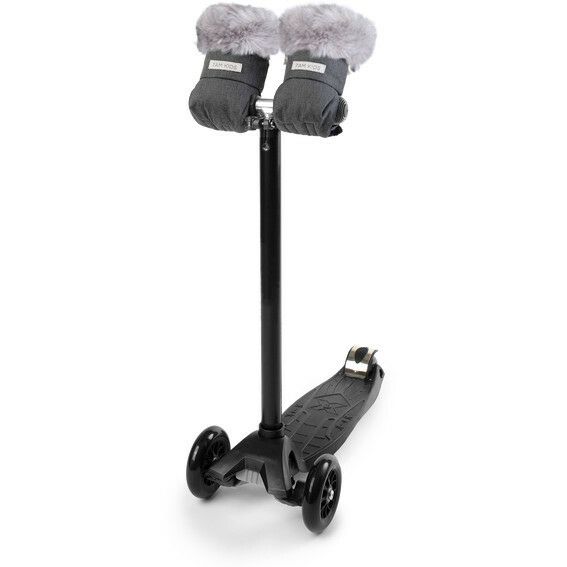 Kids Tundra Scooter Warmmuffs, Dark Heather Grey Faux Fur | Scooters Outdoor Grey