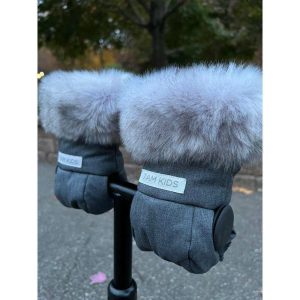 Kids Tundra Scooter Warmmuffs, Dark Heather Grey Faux Fur | Scooters Outdoor Grey