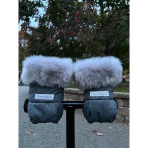 Kids Tundra Scooter Warmmuffs, Dark Heather Grey Faux Fur | Scooters Outdoor Grey