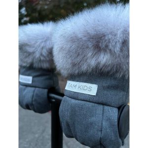 Kids Tundra Scooter Warmmuffs, Dark Heather Grey Faux Fur | Scooters Outdoor Grey