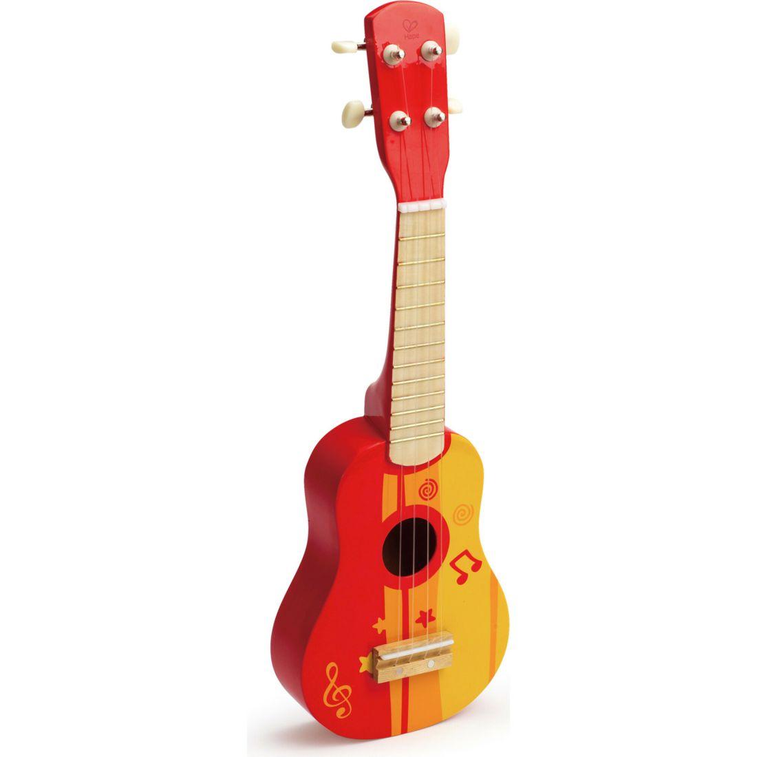 Kids Wooden 21" Toy Ukulele In Red & Yellow | Musical Kids Multi