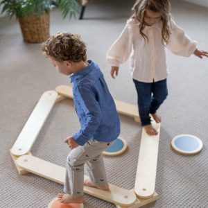 Learn ‘N Balance Set With 4 Stepping Stones, Natural | Play Room Kids Natural