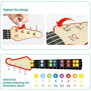 Learn With Lights Toddler Electronic Ukulele In Red | Musical Kids Multi