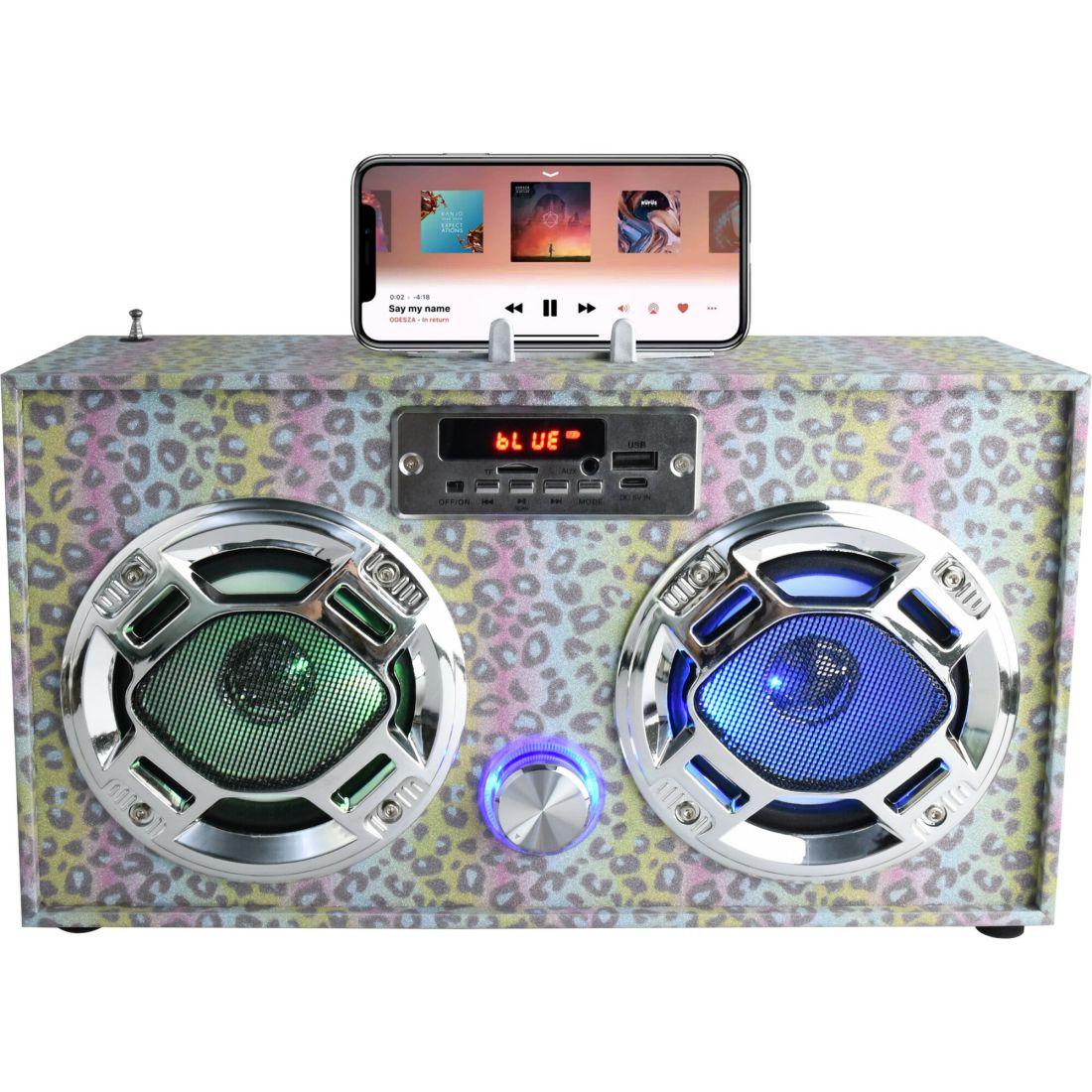 Leopard Glitter Bluetooth Boombox | Tech Toys Kids Prints