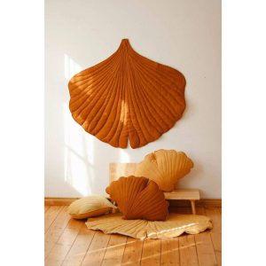 Linen Ginkgo Leaf Play Mat, Caramel | Activity Gyms & Playmats Activity Gyms & Playmats Activity Gyms & Playmats