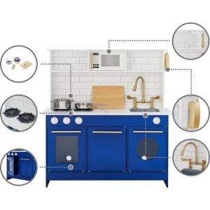 Little Chef Berlin Modern Play Kitchen | Play Kitchens Kids Blue