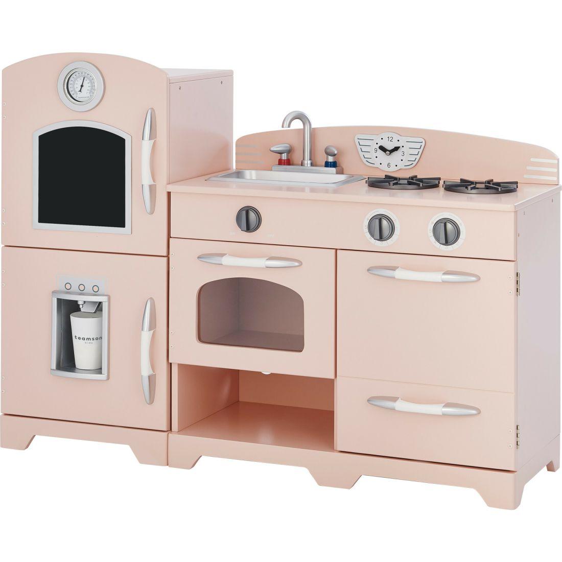 Little Chef Fairfield Retro Play Kitchen, Pink/White | Play Kitchens Kids Pink