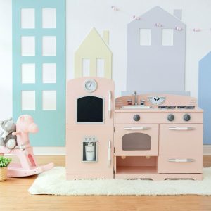 Little Chef Fairfield Retro Play Kitchen, Pink/White | Play Kitchens Kids Pink