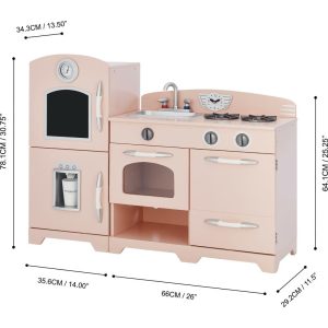 Little Chef Fairfield Retro Play Kitchen, Pink/White | Play Kitchens Kids Pink