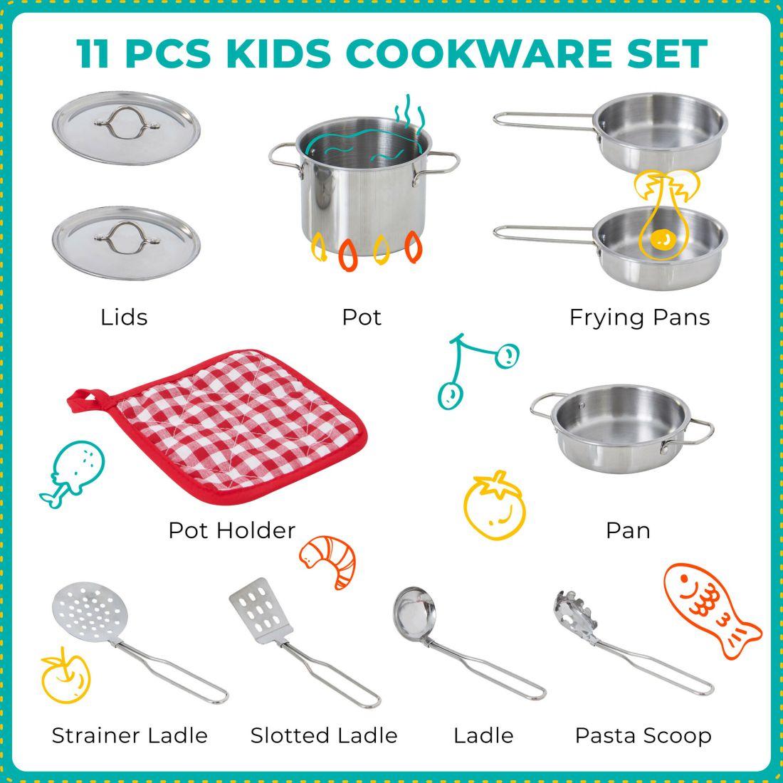 Little Chef Frankfurt Stainless Steel Cooking Accessory Set | Play Food & Accessories Kids Multi