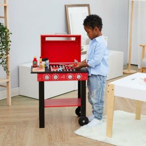 Little Helper Backyard Bbq Play Stand Play Kitchen, Red | Play Kitchens Kids Play Kitchens