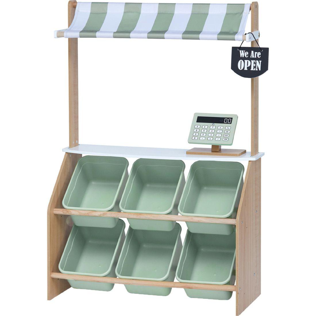 Little Helper Market Play Stand Play Kitchen , Olive Green | Play Kitchens Kids Multi