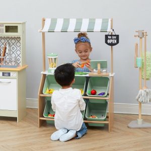 Little Helper Market Play Stand Play Kitchen , Olive Green | Play Kitchens Kids Multi