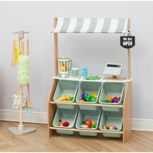 Little Helper Market Play Stand Play Kitchen , Olive Green | Play Kitchens Kids Multi