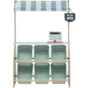 Little Helper Market Play Stand Play Kitchen , Olive Green | Play Kitchens Kids Multi