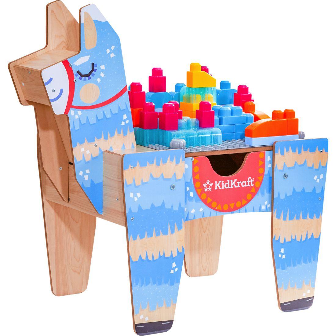 Llama Pinata Building Bricks Wooden Table With 50 Blocks | Activity Tables Activity Tables Activity Tables