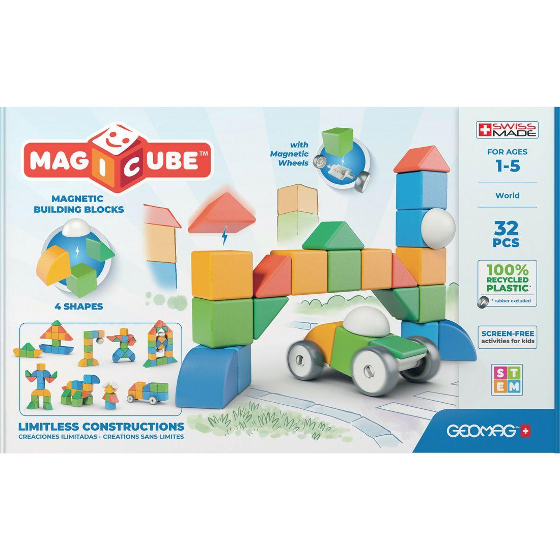 Magicubes Shapes Recycled, 32 Pieces | STEM Toys Kids Multi