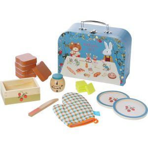 Manhattan Toy Forest Tales 17-Piece Pretend Bread Baking And Serving Set For Two With Carrying Case | Play Food & Accessories Kids Multi