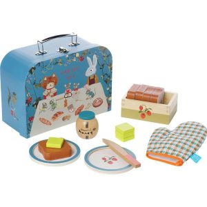 Manhattan Toy Forest Tales 17-Piece Pretend Bread Baking And Serving Set For Two With Carrying Case | Play Food & Accessories Kids Multi