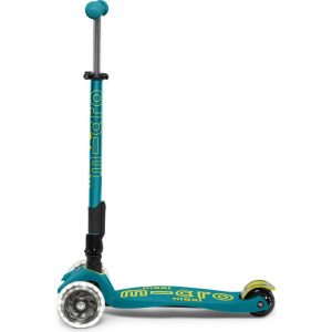 Maxi Deluxe Foldable Led Kids Scooter, Petrol Green | Scooters Outdoor Green