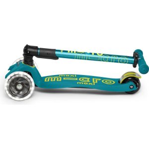 Maxi Deluxe Foldable Led Kids Scooter, Petrol Green | Scooters Outdoor Green