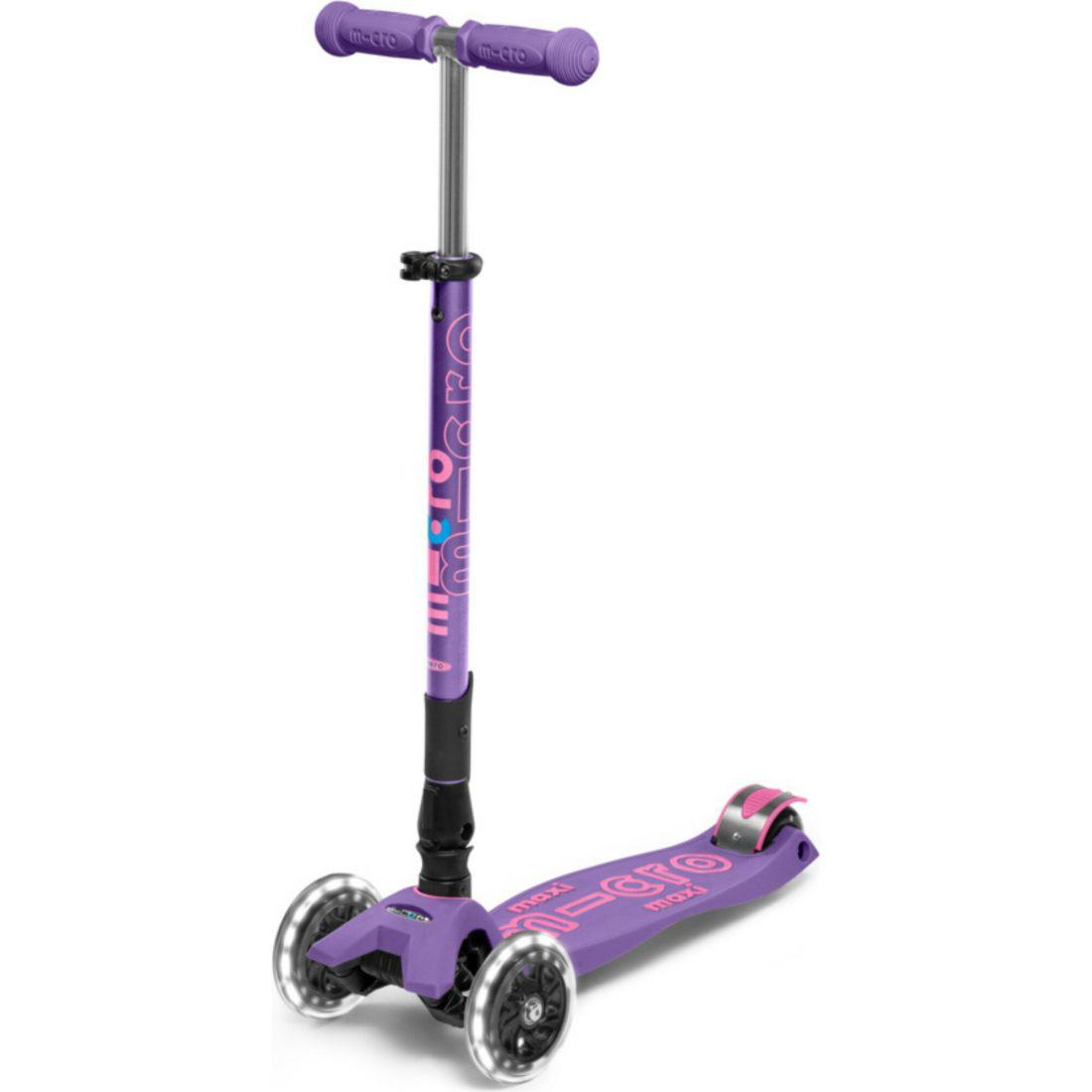 Maxi Deluxe Foldable Led Kids Scooter, Purple | Scooters Outdoor Purple