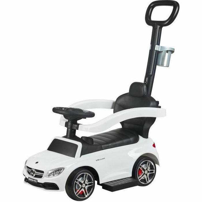 Mercedes C63 3 In 1 Push Car, White With Cup Holder | Ride-Ons Outdoor Ride-Ons