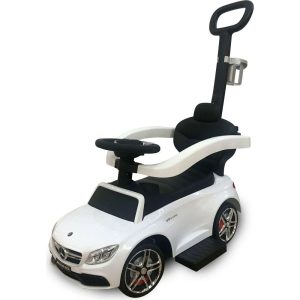 Mercedes C63 3 In 1 Push Car, White With Cup Holder | Ride-Ons Outdoor Ride-Ons