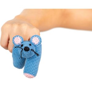 Mouse Handmade Finger Puppet, Set Of 2 | Plush Baby & Toddler Blue