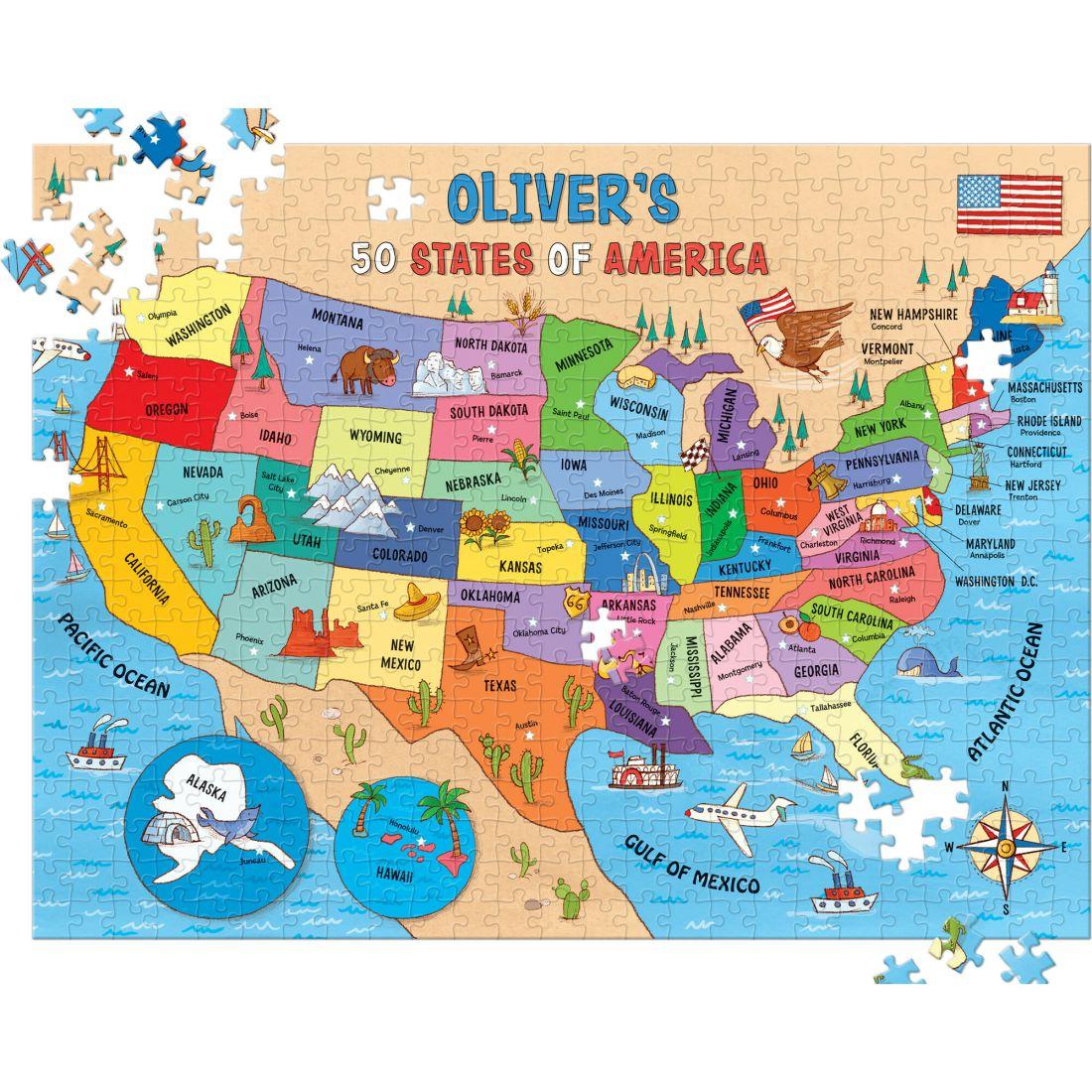 My 50 States 500-Piece Puzzle, Child’S Name | Books Books Books