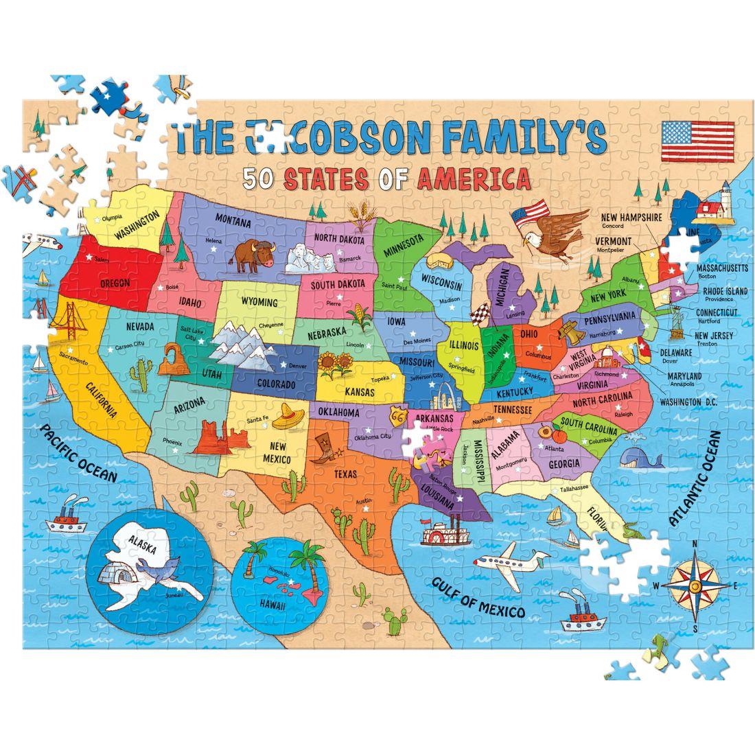 My 50 States 500-Piece Puzzle, Family Name | Books Books Books