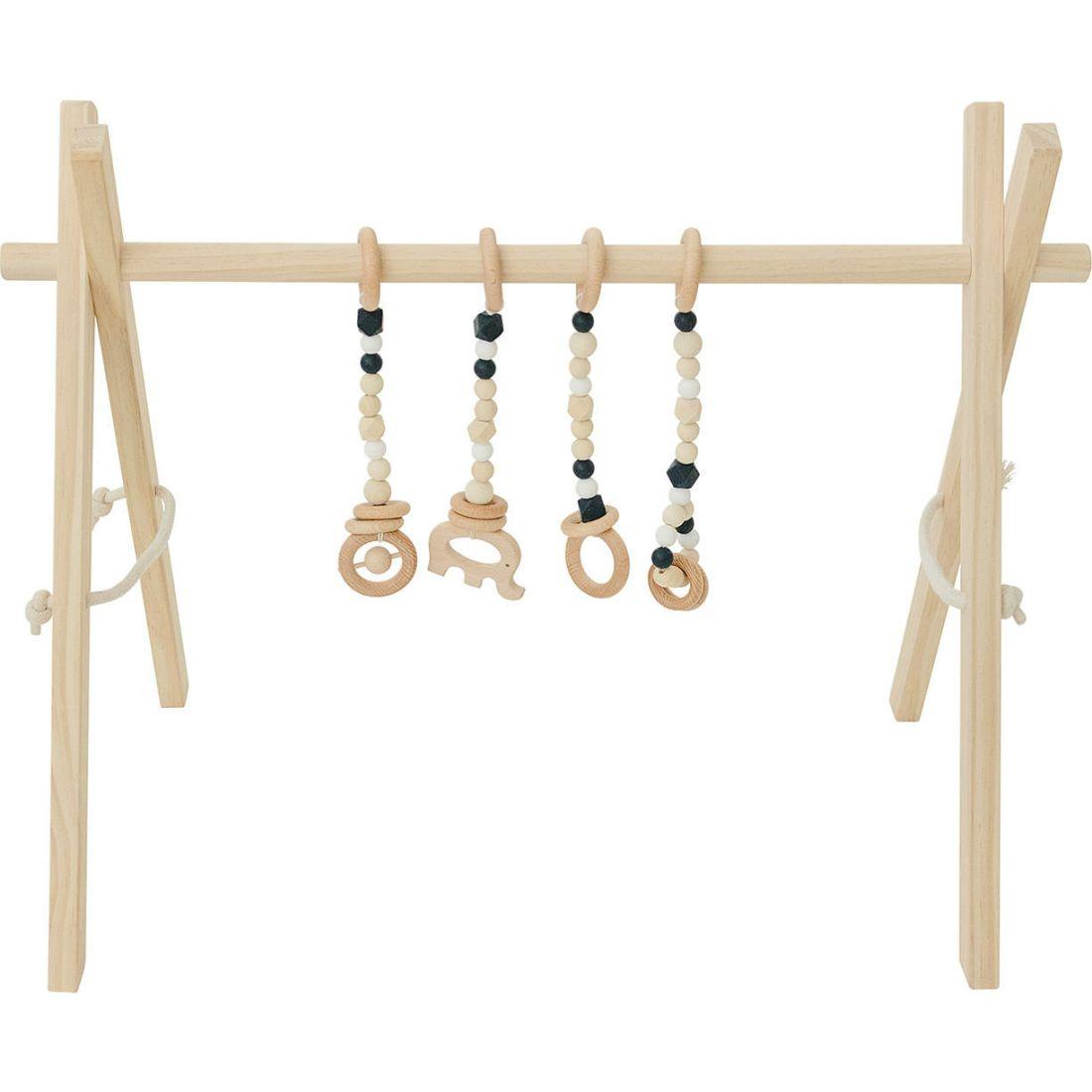 Natural Wood Gym With Black Toys | Activity Gyms & Playmats Activity Gyms & Playmats Activity Gyms & Playmats