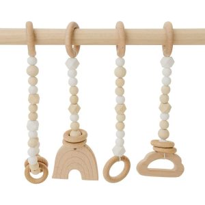 Natural Wood Gym With White Toys | Activity Gyms & Playmats Activity Gyms & Playmats Activity Gyms & Playmats