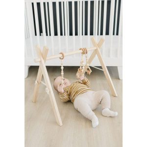 Natural Wood Gym With White Toys | Activity Gyms & Playmats Activity Gyms & Playmats Activity Gyms & Playmats