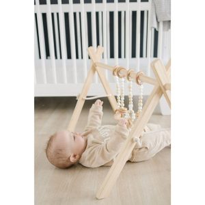 Natural Wood Gym With White Toys | Activity Gyms & Playmats Activity Gyms & Playmats Activity Gyms & Playmats