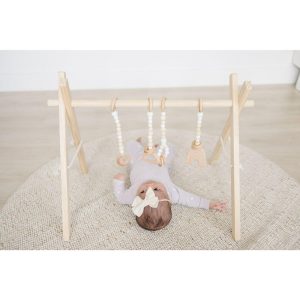 Natural Wood Gym With White Toys | Activity Gyms & Playmats Activity Gyms & Playmats Activity Gyms & Playmats