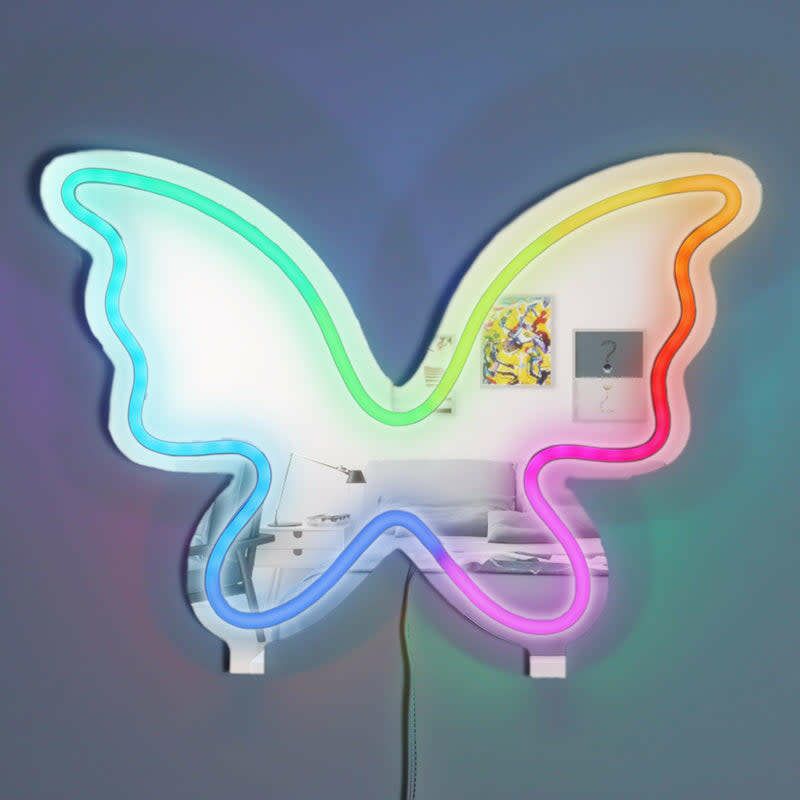 Neon Art Desktop /Wall Sign & Mirror -Butterfly | Play Room Kids Multi