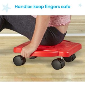 Neon Indoor Scooter Board With Safety Handles For Kids Ages 6-12, Plastic Floor Scooter Board With Rollers | Sports Outdoor Sports