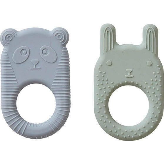 Ninka & Ling Ling Baby Teether, Pale Mint & Dusty Blue (Pack Of 2) | Teethers & Rattles Baby & Toddler Green