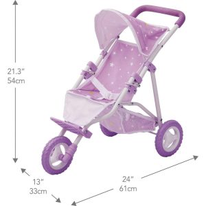 Olivia’S Little World Doll Jogging-Style Stroller, Purple/Stars | Dolls & Doll Accessories Dolls & Doll Accessories Dolls & Doll Accessories