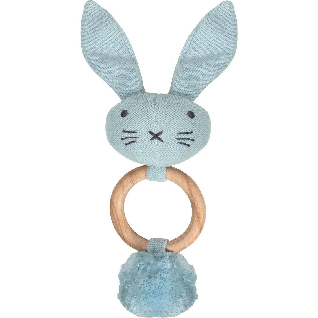 Organic Knit Bunny Rattle, Blue | Teethers & Rattles Baby & Toddler Blue