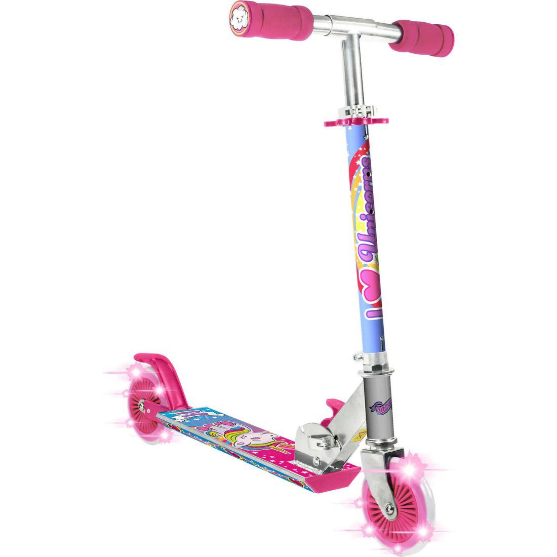 Ozbozz Unicorn Magical Sparkles Foldalbe Scooter – Light Up Wheels | Scooters Outdoor Multi